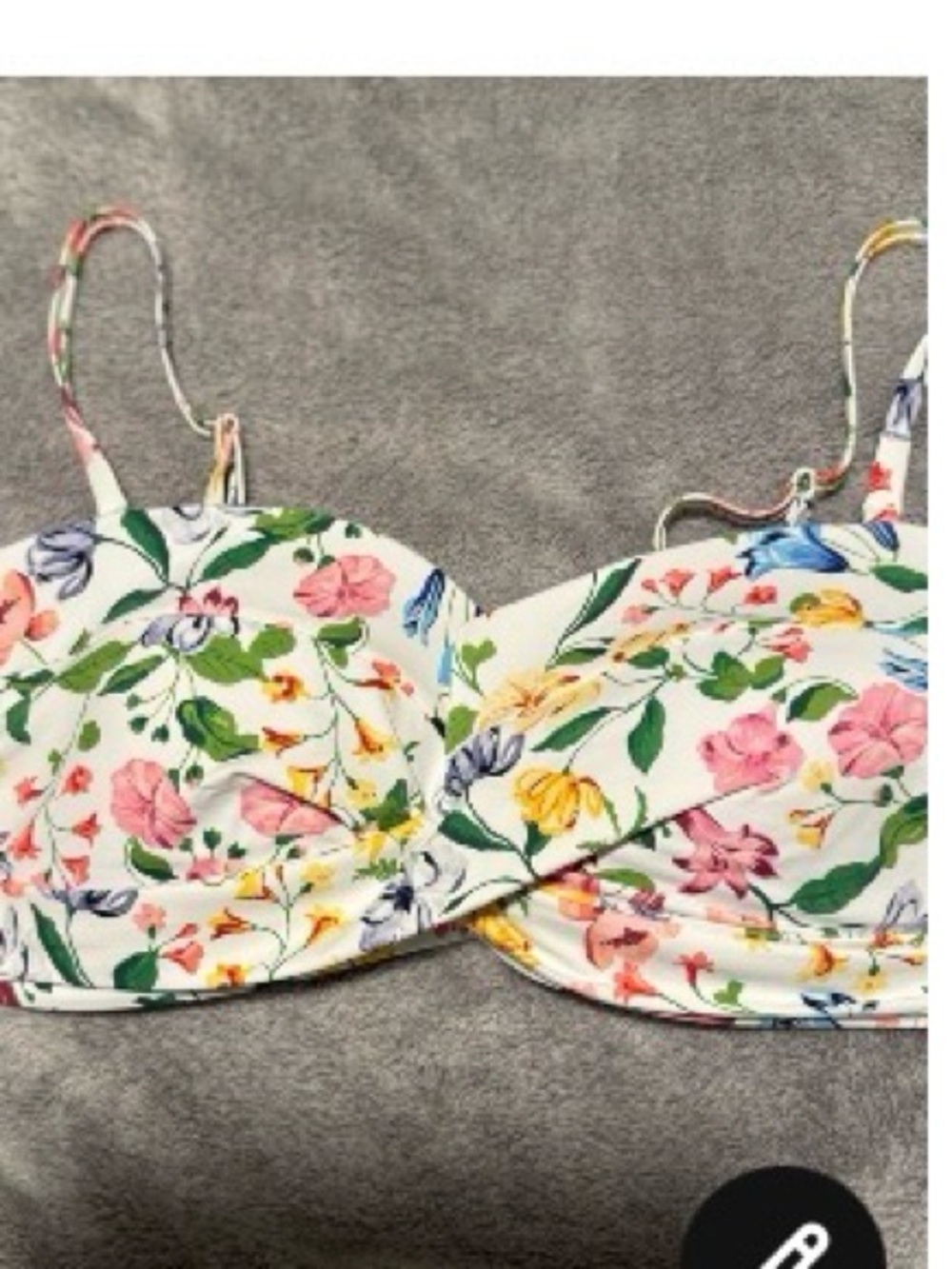 LOFT White Floral Bikini Top with Pink, Yellow & Blue Flowers